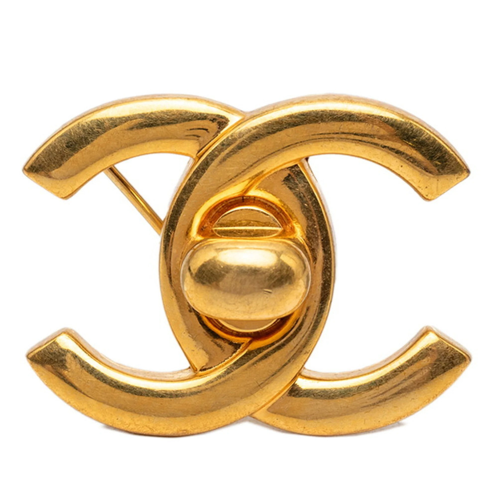CHANEL Vintage Gold Logo Brooch